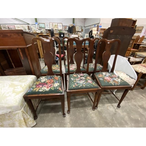 152 - 6 Mahogany tapestry seated dining chairs (45W cm)