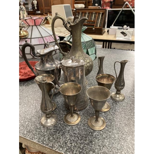 212 - 10 Pieces of silver plated ware inc. posy vases