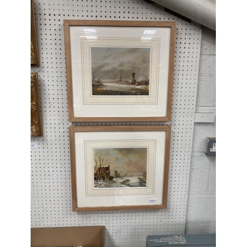 319 - Two framed mounted rural Dutch oil paintings both signed Virginia 78' & 79' (42x46cm)