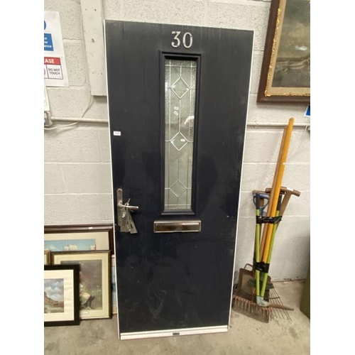 33 - Composite door with lock, keeps & 2 keys (202H 91W 5D cm) (navy blue)