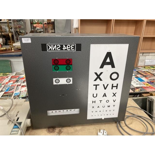 406 - Ellis Optical Company eye test light box (as found)