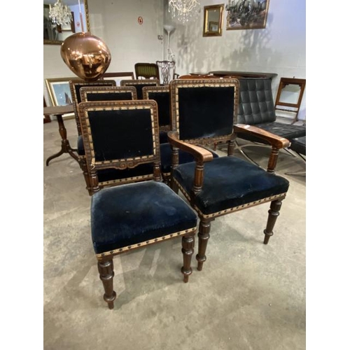 59 - 6 Edwardian oak dining chairs (5 x 47W & 1 x 62W cm)