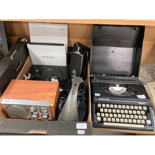 376 - Silver-Reed Silverette typewriter, ASUS computer with power lead with Windows 10, 2 Fujitsu Siemans ... 