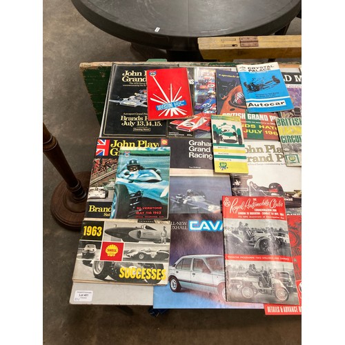 401 - Good selection of mainly 1950s & 1960s  automobile programmes inc. Brands Hatch, Crystal Palace, Goo... 