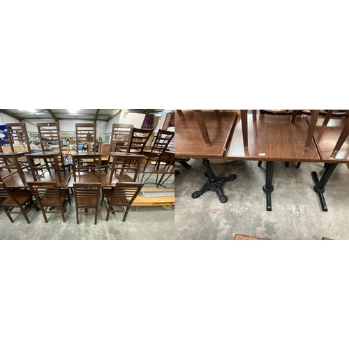 135 - 3 bistro tables with metal bases 71H 60W 60D and 6 chairs