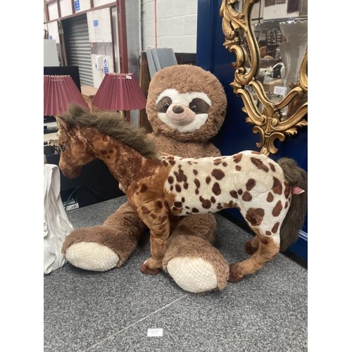 176 - D.P.L.(Leeds) LTD plush horse 50cm high & Little Town sloth soft toy 90cm long