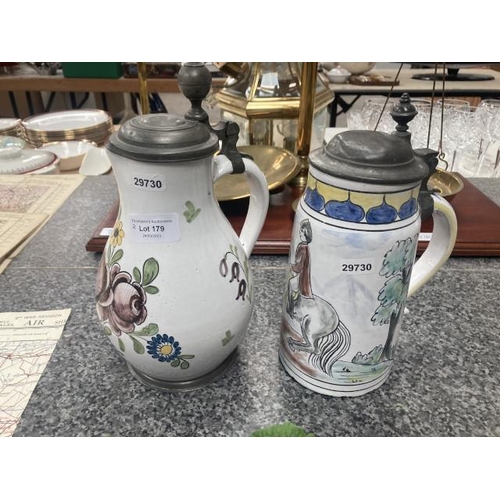 179 - 2 18th century German Faience beer steins