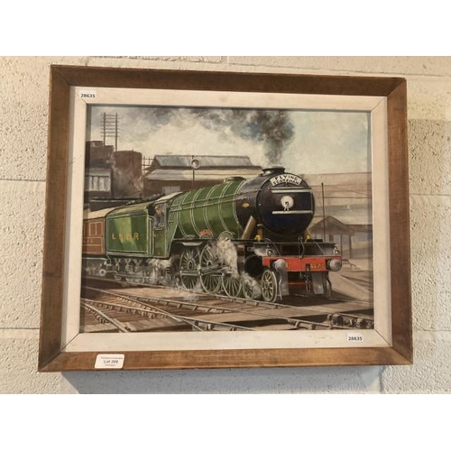 Framed signed Ursula Holmes oil on canvas of the Flying Scotsman 53x43cm