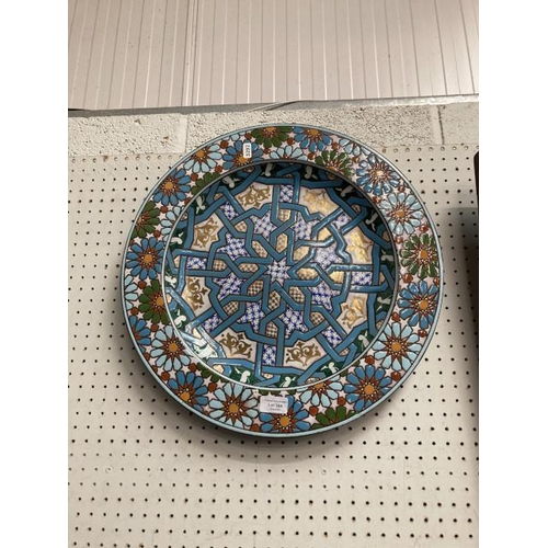 344 - Hand painted terracotta Moroccan inspired wall plate (47DIAM cm)