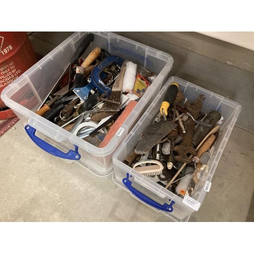 437 - 2 boxes of assorted workshop tools etc