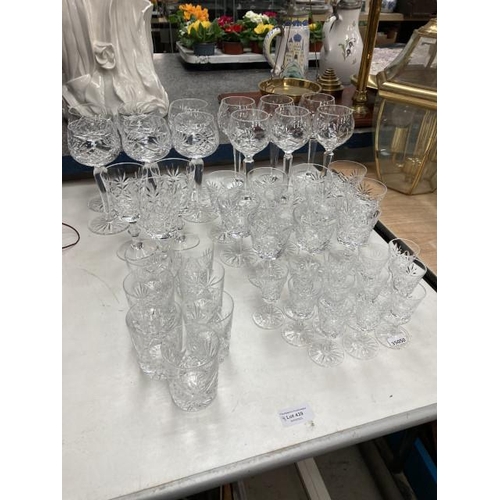 439 - 12 red wine glasses, 14 white wine, 7 tumblers and 12 sherry - all cut glass