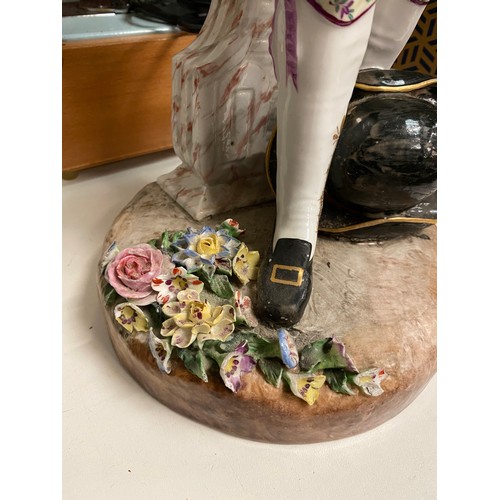 351 - Two 19th Century Meissen figurines (approx. 49.5cm tall)(both as seen- chip to hat, flower petals ch... 