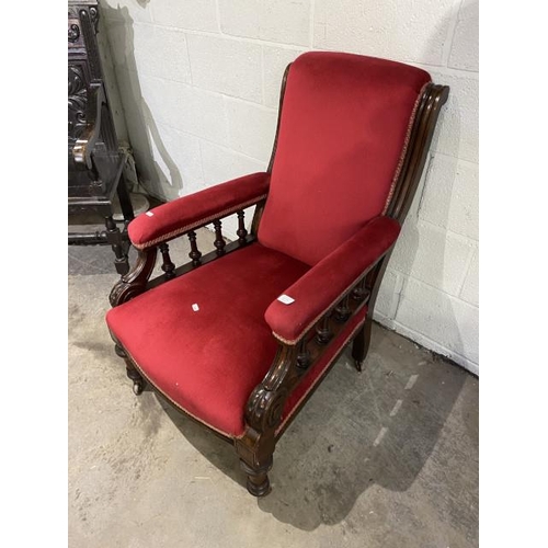 116 - Victorian mahogany framed library armchair 67W