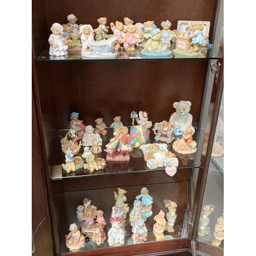 396 - 3 shelves of Cherished Teddies including 2 candle holders, Kiss the hurt & make it well, Kennedy, Al... 