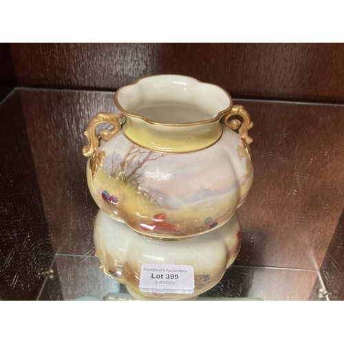 399 - Royal Worcester Hadley Ware vase 10cm high