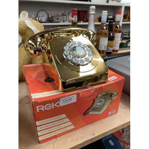 439 - Gold REKA vintage style telephone (new in box)