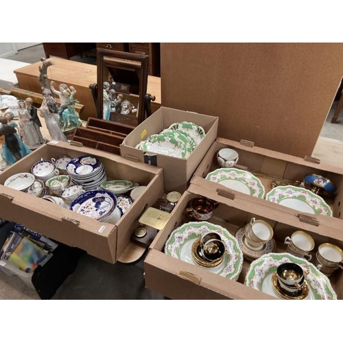 475 - 4 boxes of china including Ashworth Bros Ironstone tableware, Royal Chelsea 