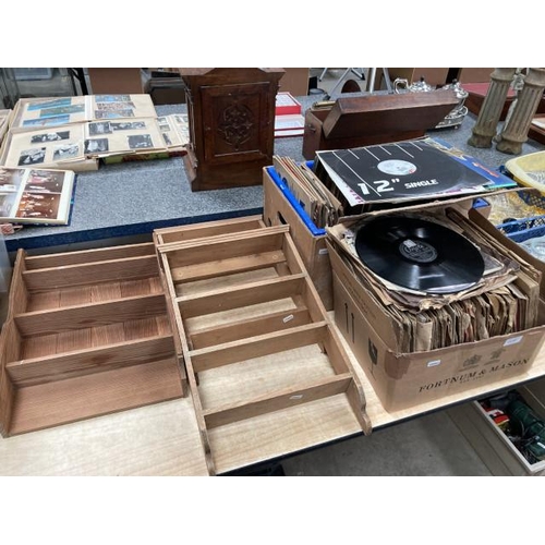 483 - Box of 78 records, box of LP's including Carly Simon, Procol Harum, Cat Stevens etc and 3 display sh... 