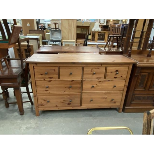 64 - Pine 8 drawer chest 97H 162W 51D