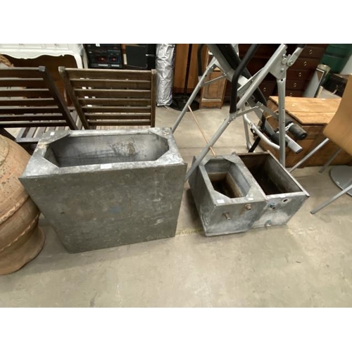 77 - 3 galvanised planters 62H 60W 31D, 30H 45W 31D & 30H 47W 31D