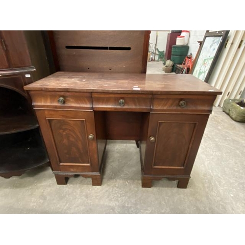 97 - 19th century mahogany pedestal desk 85H 113W 48D