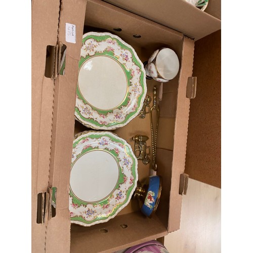 475 - 4 boxes of china including Ashworth Bros Ironstone tableware, Royal Chelsea 