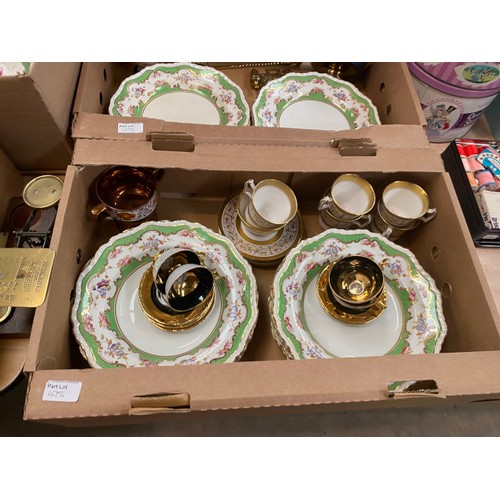 475 - 4 boxes of china including Ashworth Bros Ironstone tableware, Royal Chelsea 