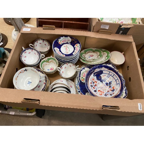 475 - 4 boxes of china including Ashworth Bros Ironstone tableware, Royal Chelsea 