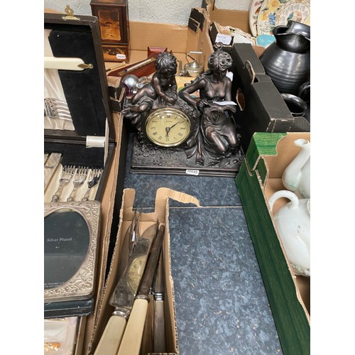 377 - Assorted collectables including plated ware, canteen of fish knives & forks, photo frames, goblets, ... 