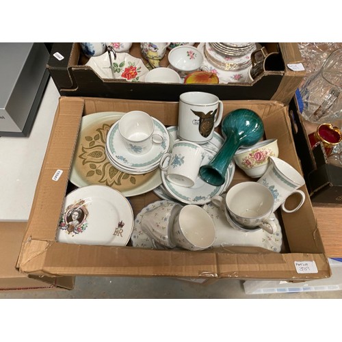 389 - 2 boxes of ceramics including Carlton Ware, Royal Stafford 