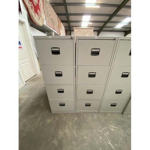 151 - 2 metal 4 drawer filing cabinets (no keys) 132H 47W 62D