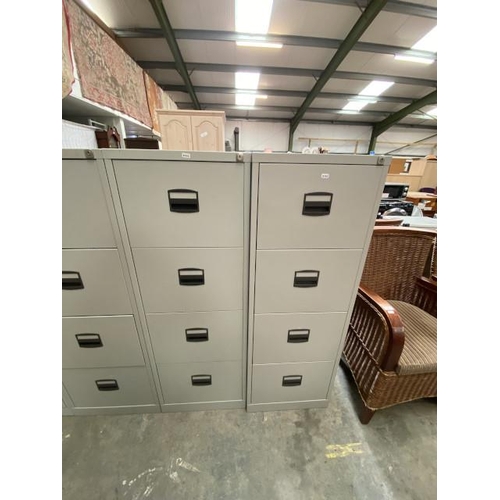 152 - 2 metal 4 drawer filing cabinets (no keys) 132H 47W 62D