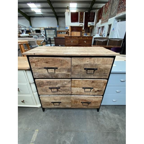 92 - Contemporary wood effect 6 drawer chest 100H 100W 46D (as found)