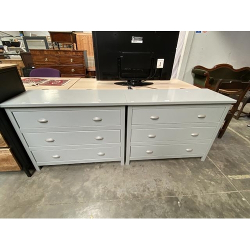 93 - 2 grey 3 drawer chests 77H 97W 40D