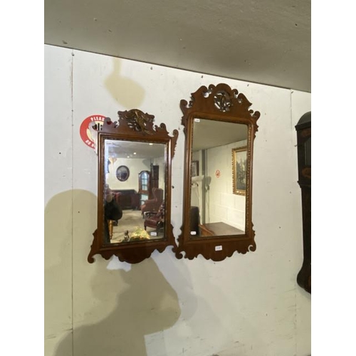 100 - 2 Georgian mahogany Ho Ho mirrors 68x 49 and 92 x 47cm