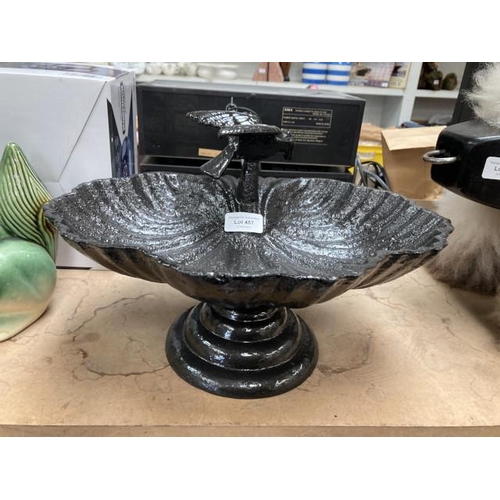 487 - Painted cast iron bird bath (15H 34W 27D)