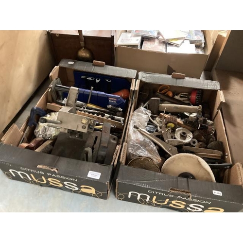 500 - 2 boxes of tools Inc. sockets, mitre box, saw etc.