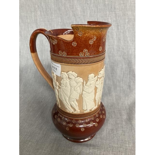 518 - Doulton Lambeth stoneware relief jug, late 19th century 23cm high