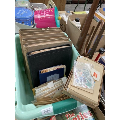 535 - Box of stamp albums, loose stamps & first day covers etc incl Canada, Iran, Germany, Phillipies etc