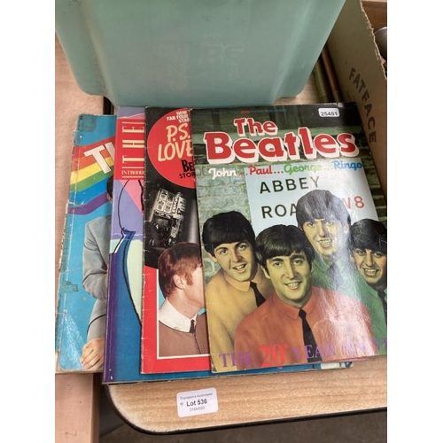 536 - 4 Beatles books (worn) incl The Beatles 20th Year Souvenir, The Beatles Story 1962-3 etc