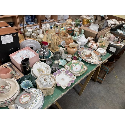 553 - Quantity of collectables incl Coalport, Royal Crown Derby, Royal Worcester, Tudorware jugs, Swan bra... 