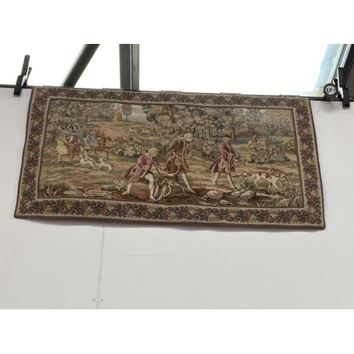 567 - Tapestry wall hanging with wooden pole 111 x 63cm