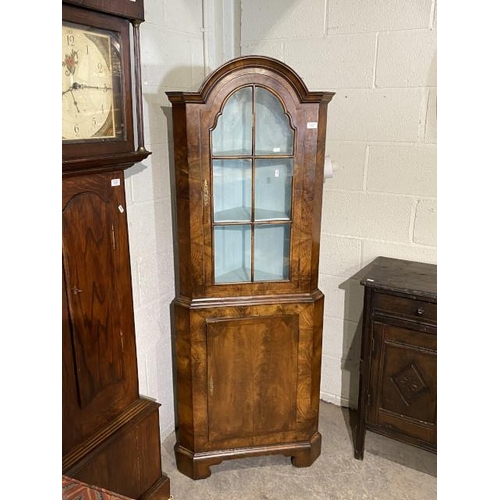 67 - Victorian walnut corner display cabinet 77H 63W 35D