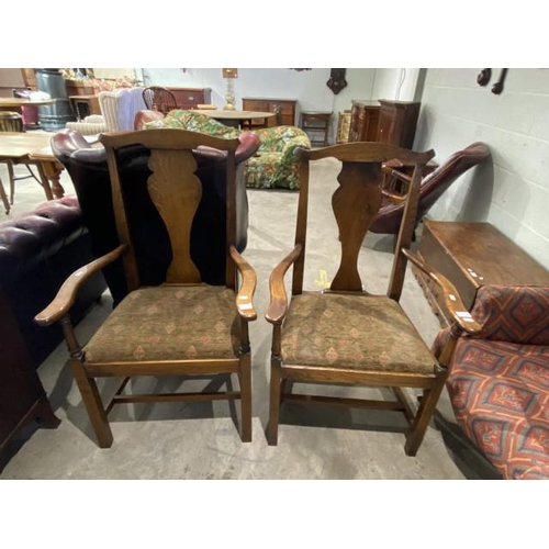 70 - Pair of country oak carver chairs 61W