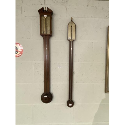 81 - O. Comitti & Son, London mahogany inlaid barometer 96cm and a Riva, Selby oak barometer 94cm, both f... 