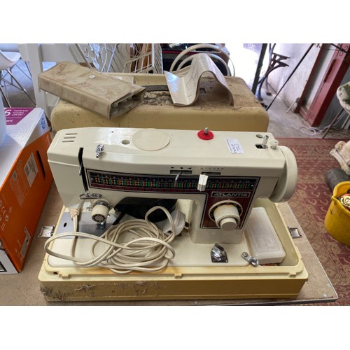 543 - Selection of collectables Inc. Atlantis sewing machine with foot pedal (as seen), rugs, pictures, va... 