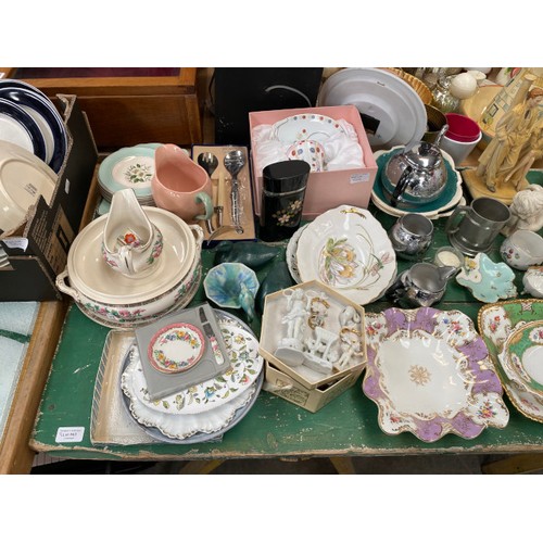 553 - Quantity of collectables incl Coalport, Royal Crown Derby, Royal Worcester, Tudorware jugs, Swan bra... 