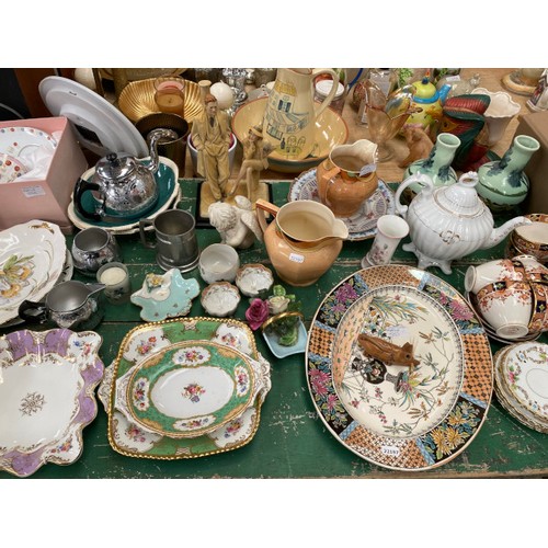 553 - Quantity of collectables incl Coalport, Royal Crown Derby, Royal Worcester, Tudorware jugs, Swan bra... 