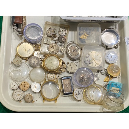 316 - Tray of watch parts & movements Inc. Rotary 21 jewels automatic, Bentima 