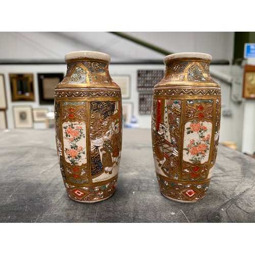 477 - Pair of Japanese satsuma vases 9.5cm high